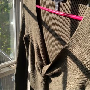 Winter bodycon army green dress